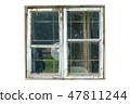 old wooden window isolated on white background 47811244