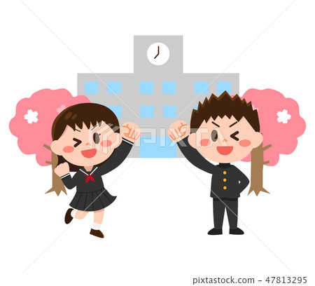 在校學生，水手製服和學校跑步（春季） 47813295