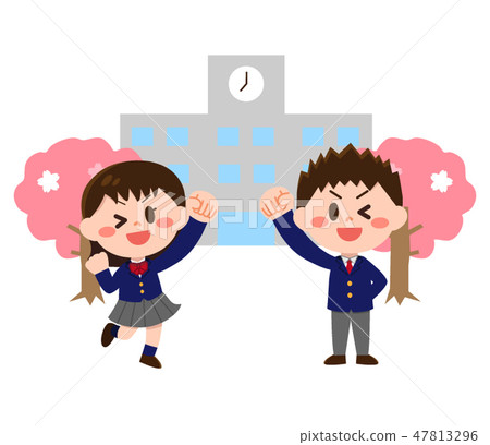 學校和西裝外套學生（春季） 47813296