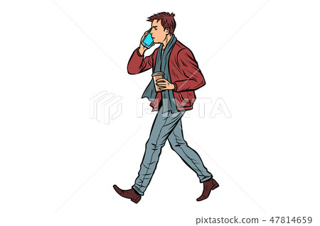 man goes and speaks on the phone man goes and speaks on the phone 47814659