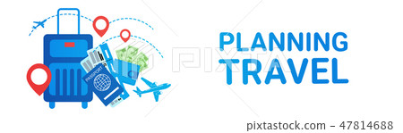 Holiday Planning Travel Banner Suitcase Tour Route Transport Tickets Concept Holiday Planning Travel Banner Suitcase Tour Route Transport Tickets Concept 47814688