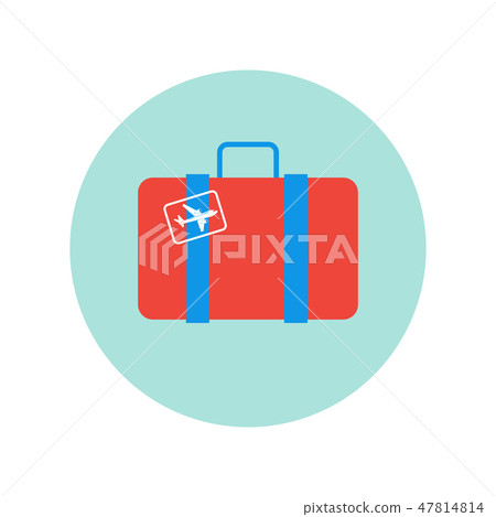 Suitcase Retro With Plane Sticker Icon Isolated Travel Baggage Case 47814814