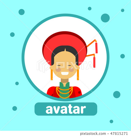 Asian Woman Avatar Icon Thai Female In Traditional Costume Profile Portrait 47815271