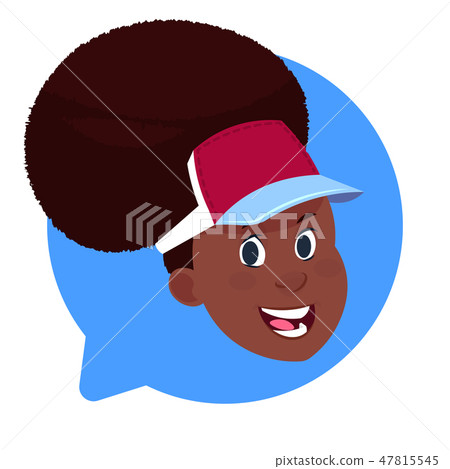 Profile Icon African American Female Head In Chat Bubble Isolated, Woman Avatar Cartoon Character 47815545