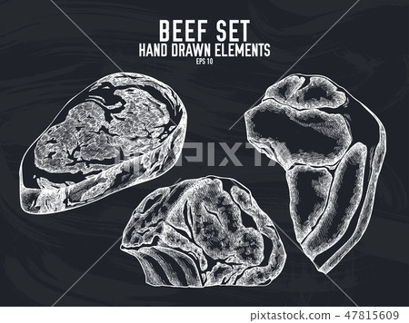 Vector collection of hand drawn chalk beef - Stock Illustration ...