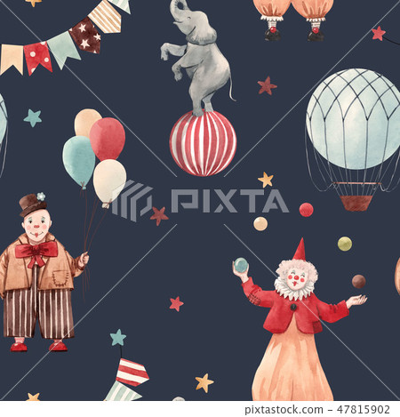 Watercolor circus pattern Watercolor circus pattern 47815902