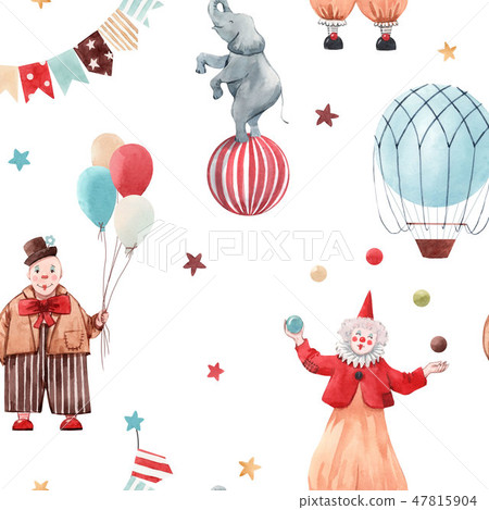 Watercolor circus pattern Watercolor circus pattern 47815904
