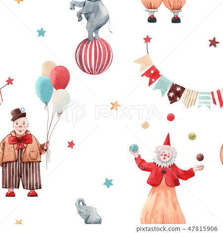Watercolor circus pattern 47815906