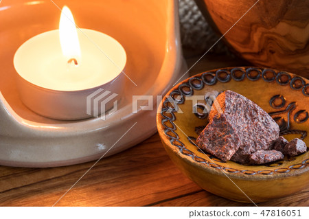 Croton lechleri (sangre de drago) resin in a bowl 47816051