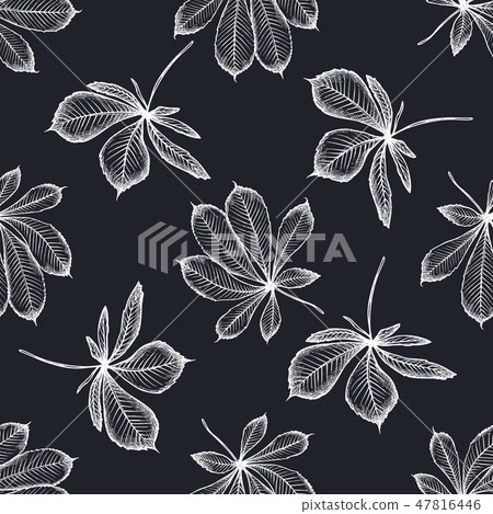 Seamless pattern with hand drawn chalk buckeye - Stock Illustration ...