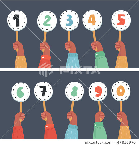 Hands holding score cards.-插圖素材 [47816976] - PIXTA圖庫