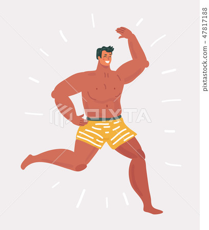 Man running on the beach at sunset. Man running on the beach at sunset. 47817188