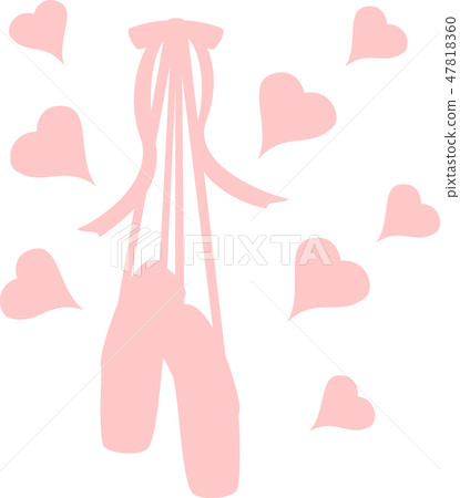 腳趾鞋芭蕾粉紅色剪影心 腳趾鞋芭蕾粉紅色剪影心 47818360