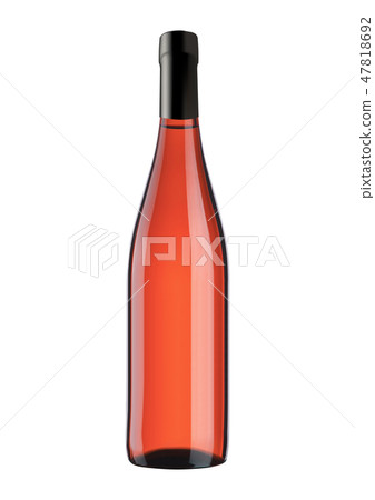 bottle with pink wine isolated on white background 47818692
