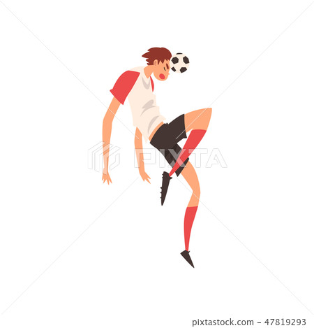 Soccer Player with Ball, Professional Football Player Character in Uniform Training and Practicing 47819293