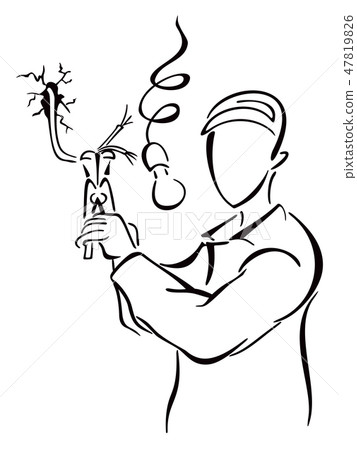 Electric industry worker at simple sketch 47819826