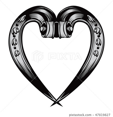 Antique decorative heart emblem 47819827