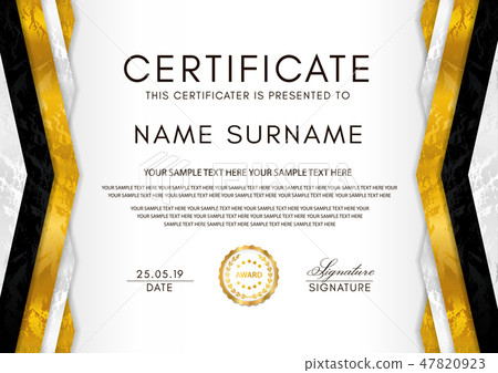 Certificate template with geometry frame and gold  47820923