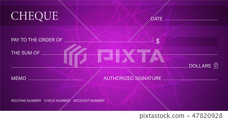 Cheque, Check (Chequebook template). Guilloche 47820928