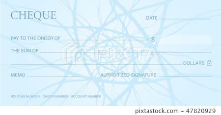Cheque, Check (Chequebook template). Guilloche 47820929