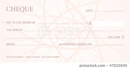 Check, Cheque (Chequebook template). Guilloche pat 47820930