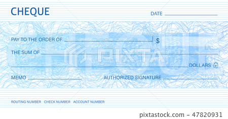 Cheque, Check (Chequebook template). Guilloche pat 47820931