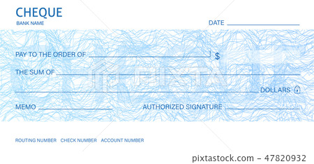Cheque, Check (Chequebook template). Guilloche pat 47820932