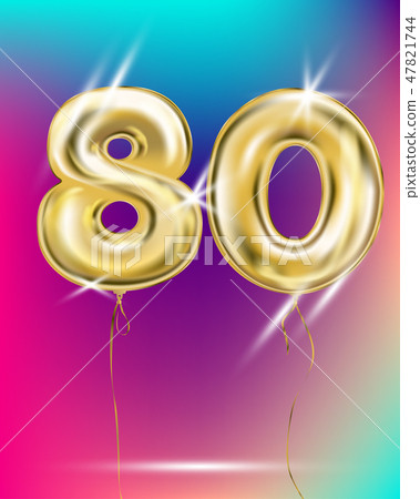 Number eighty, gold foil balloon on gradient 47821744