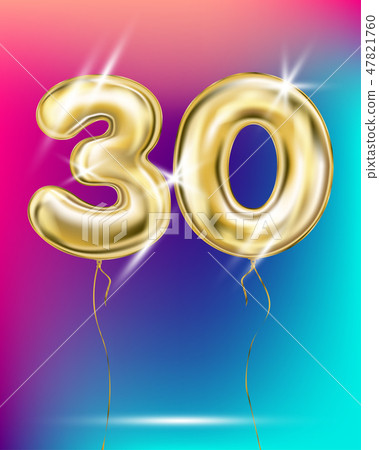 Number thirty, gold foil balloon on gradient 47821760