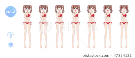 Anime manga girl. In a summer bikini swimsuit Anime manga girl. In a summer bikini swimsuit 47824121