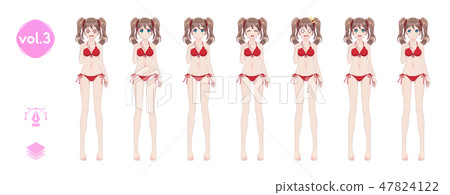 Anime manga girl. In a summer bikini swimsuit Anime manga girl. In a summer bikini swimsuit 47824122