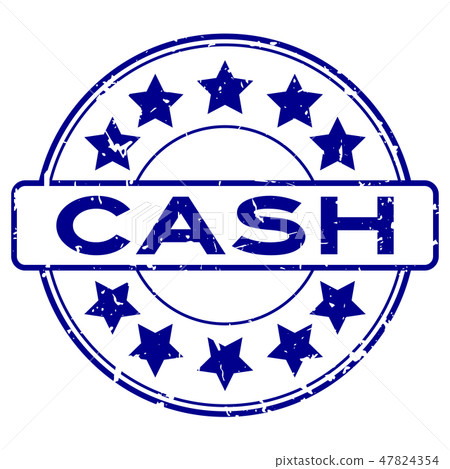 Grunge blue cash word round rubber seal stamp Grunge blue cash word round rubber seal stamp 47824354