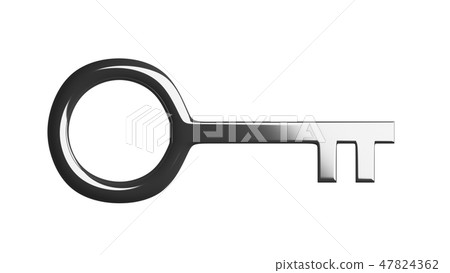 Metal door key for accessing isolated on white background. 3d ab 47824362