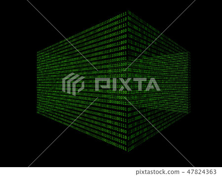 01 or binary numbers box on the computer screen on monitor matri 47824363