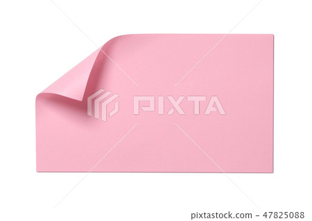 Blank pink note paper isolated on white 47825088