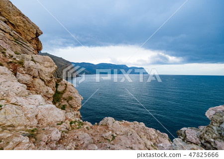 Beautiful landscape of Black Sea bay on cloudy day 47825666