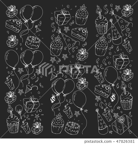 Birthday party. Pattern for invitations, banners, templates. 47826381