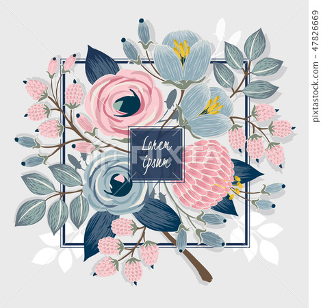 Vector illustration of a floral frame in spring - Stock Illustration ...