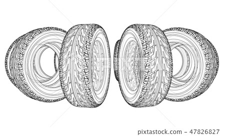Car tires concept. Vector rendering of 3d Car tires concept. Vector rendering of 3d 47826827