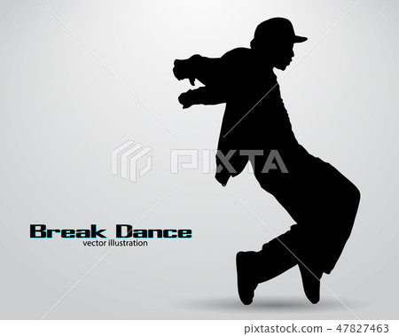 Silhouette of a break dancer. 47827463