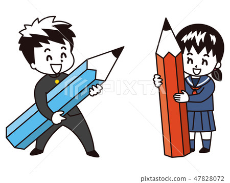 Middle and high school girls with pencils 47828072