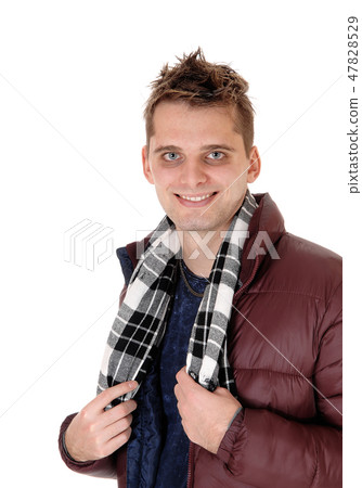 Portrait of a young smiling man in leather jacket 47828529