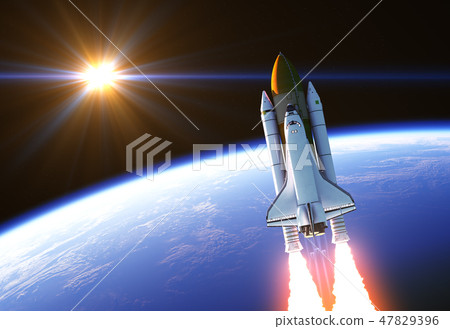 Space Shuttle In The Rays Of Sun Space Shuttle In The Rays Of Sun 47829396