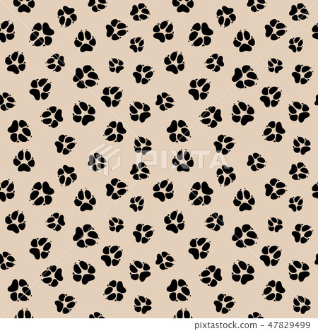 Vector seamless pattern with dirty dog or wolf paw footprints 47829499