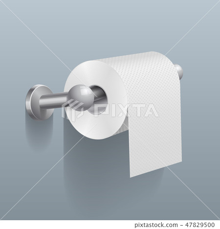 White toilet paper roll, serviette on wall vector illustration 47829500