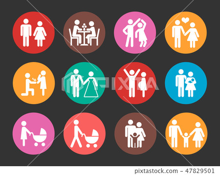 Family vector colorful icons set 47829501