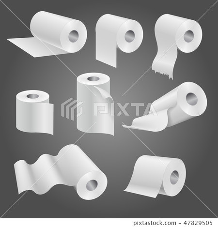 Toilet paper roll, white soft kitchen towels vector set 47829505