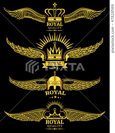 Golden vector wing crown royal logo 47829569
