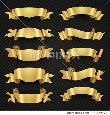 Isolated modern golden shiny 3d ribbon banners vector collection Isolated modern golden shiny 3d ribbon banners vector collection 47829576