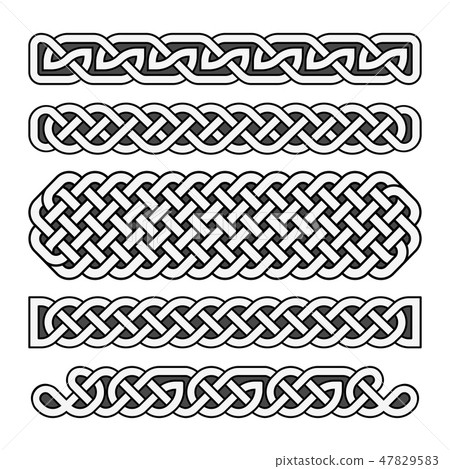 Celtic knots vector medieval borders set in black and white Celtic knots vector medieval borders set in black and white 47829583